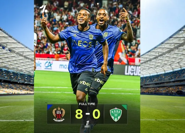 CLB Nice chiến thắng hủy diệt 8-0 trước Saint Etienne