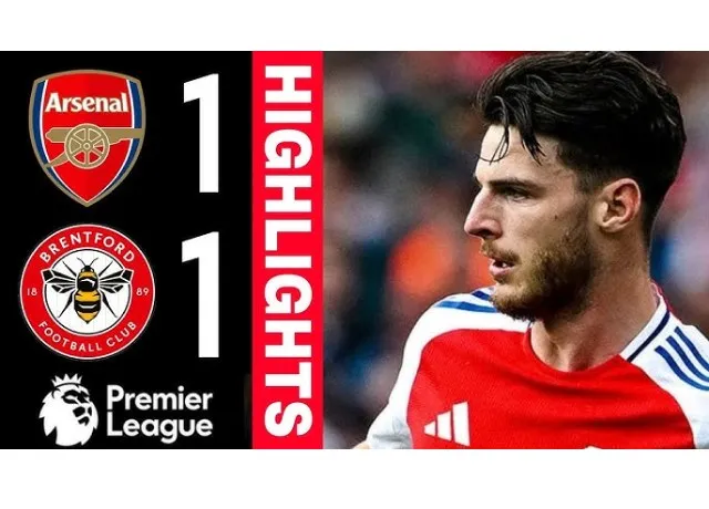 Arsenal chia điểm Brentford với tỷ số 1-1